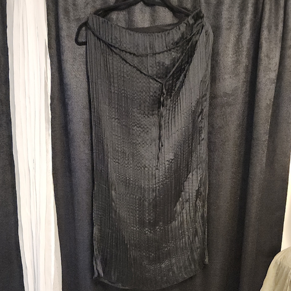 Elegant Black Sheer Pleated Skirt Beach Cover up